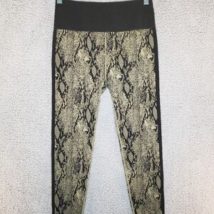 Fabletics Kamila Snake Print Brown & Tan Pull On Leggings Athletic Wear Sz L